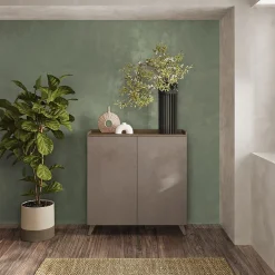 Garnero Arredamenti Credenze Moderne|Madie Moderne-Credenza 121x126h cm moderna bronzo rovere scuro Jonson Tortora - Noce