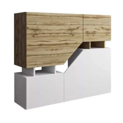 Garnero Arredamenti Credenze Moderne-Credenza 120x100h cm moderna design rovere bianco Modesta Rovere - Bianco opaco