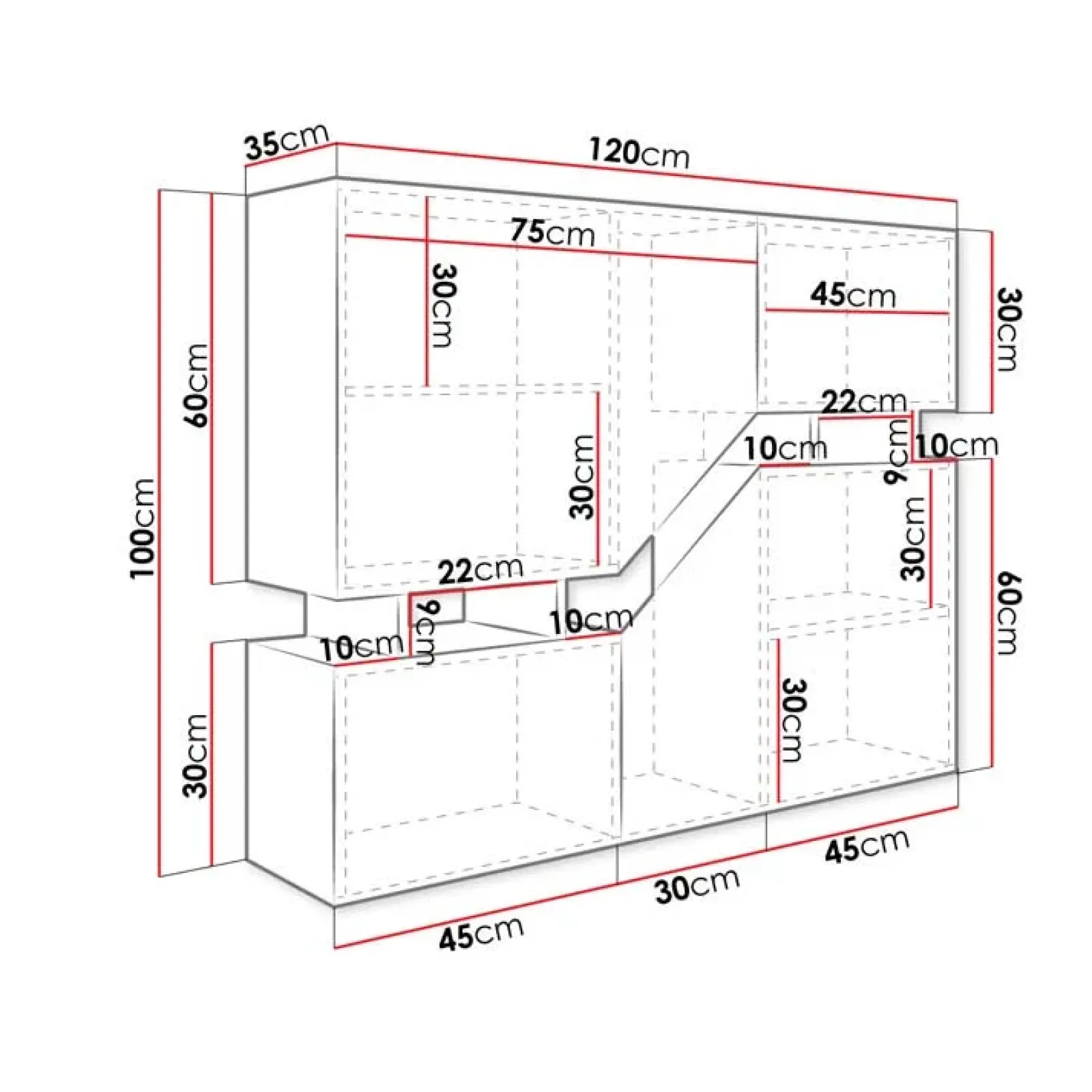 Garnero Arredamenti Credenze Moderne-Credenza 120x100h cm moderna design rovere bianco Modesta Rovere - Bianco opaco