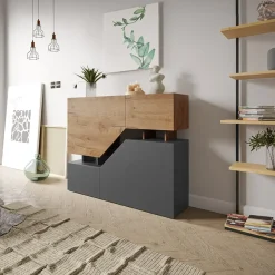 Garnero Arredamenti Credenze Moderne-Credenza 120x100h cm moderna design rovere antracite Modesta Rovere - Antracite