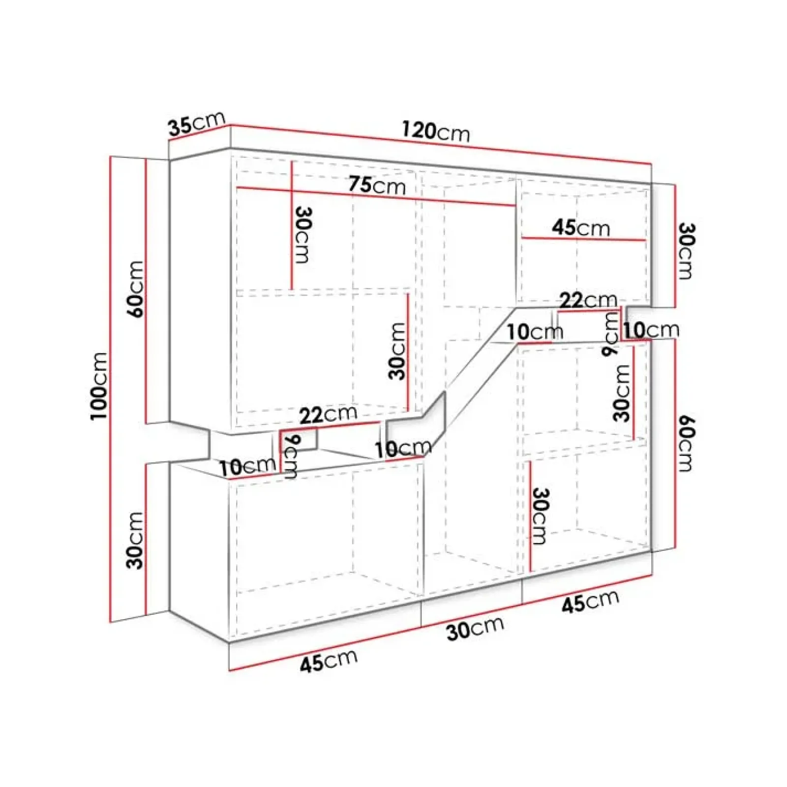 Garnero Arredamenti Credenze Moderne-Credenza 120x100h cm moderna design rovere antracite Modesta Rovere - Antracite