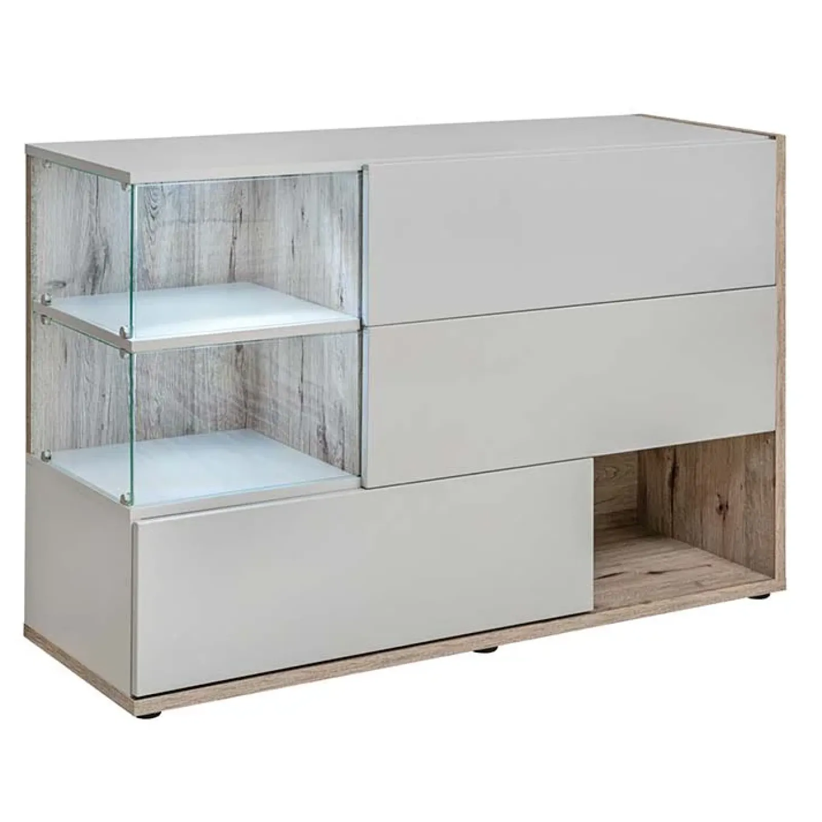 Garnero Arredamenti Credenze Moderne|Madie Moderne-Credenza 120x77h cm moderna quercia grigio opaco Oviedo Gihome® Grigio - Rovere