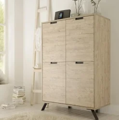 Garnero Arredamenti Credenza Alta|Credenze Moderne-Credenza 106x152h cm moderna rovere chiaro Juvena