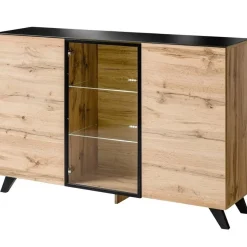 Garnero Arredamenti Credenze Moderne|Madie Moderne-Credenza 150x100h cm moderna rovere miele nero Tropical Gihome®