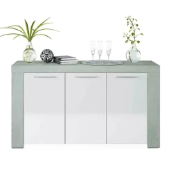 Garnero Arredamenti Credenze Moderne|Madie Moderne-Credenza 144x80h cm moderna soggiorno bianco cemento Zante