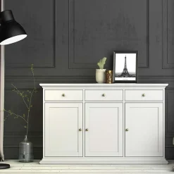 Garnero Arredamenti Mobili Arte Povera|Credenze Moderne-Credenza 143x92h cm shabby bianco opaco Avignon Gihome®