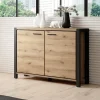 Garnero Arredamenti Credenze Moderne-Credenza 112x91h cm soggiorno industrial quercia nero opaco Neive