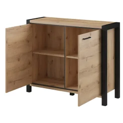 Garnero Arredamenti Credenze Moderne-Credenza 112x91h cm soggiorno industrial quercia nero opaco Neive