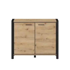 Garnero Arredamenti Credenze Moderne-Credenza 112x91h cm soggiorno industrial quercia nero opaco Neive
