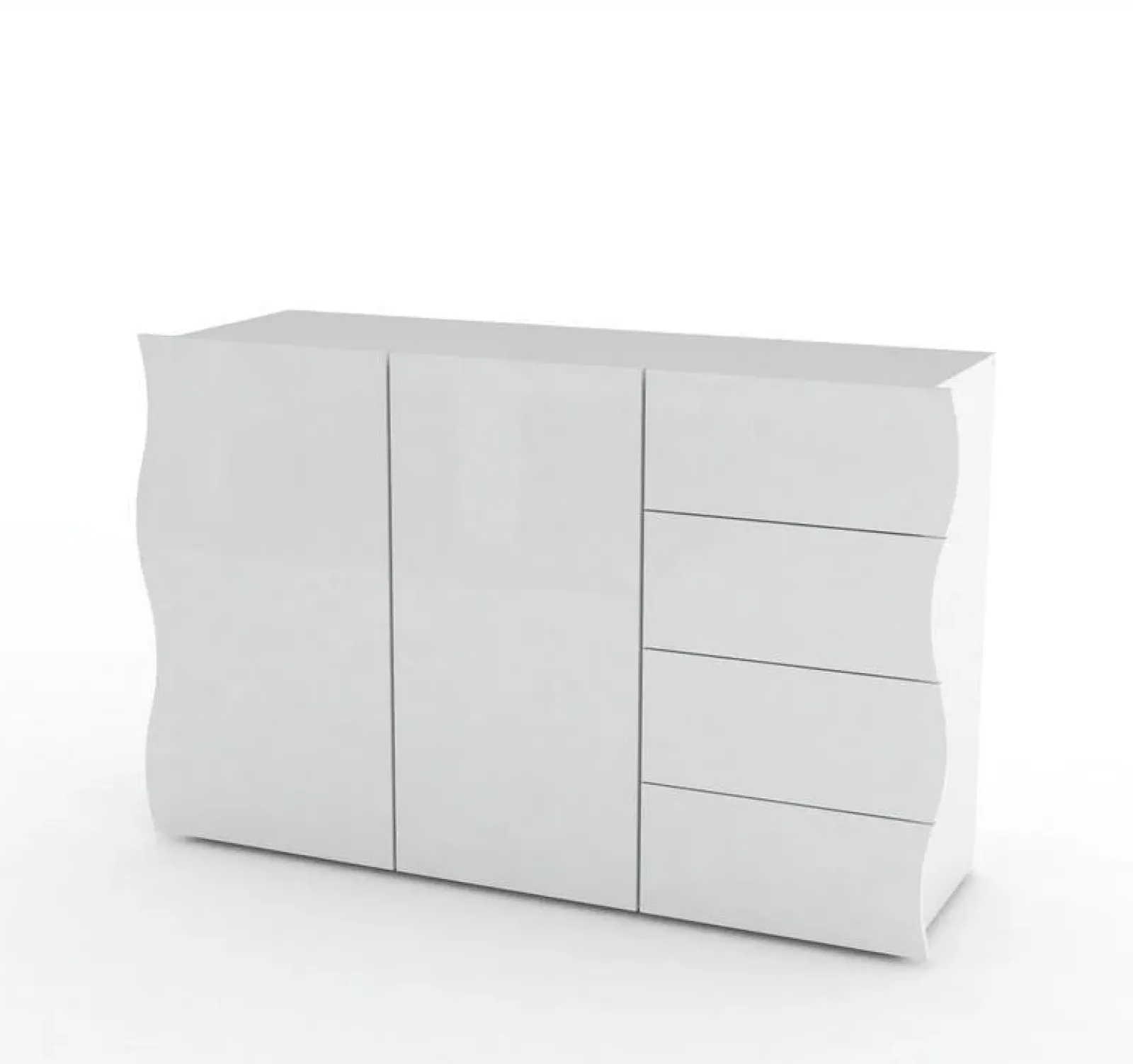 Garnero Arredamenti Credenze Moderne|Madie Moderne-Credenza 130x81h cm soggiorno moderna bianco lucido Sea Gihome®