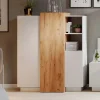 Garnero Arredamenti Credenze Moderne|Madie Moderne-Credenza 110x134h cm soggiorno 3 ante bianco opaco quercia James