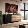 Garnero Arredamenti Credenze Moderne-Credenza 160x82h cm soggiorno design industrial rovere nero Nandina