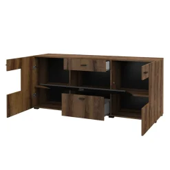 Garnero Arredamenti Credenze Moderne|Madie Moderne-Credenza 165x71h moderna cm rovere scuro nero Maserati Rovere Rustico - Nero opaco