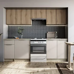 Garnero Arredamenti Cucine Complete|Cucine Complete-Cucina 240cm completa componibile moderna grigio rovere sonoma Taipei