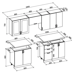 Garnero Arredamenti Cucine Complete|Cucine Complete-Cucina 240cm completa moderna shabby componibile grigio rovere Oxford Grigio - Rovere