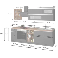 Garnero Arredamenti Cucine Complete|Cucine Complete-Cucina 255cm componibile lineare moderna antracite grigio pietra Gourmet Prestige Antracite - Grigio pietra