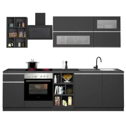 Garnero Arredamenti Cucine Complete|Cucine Complete-Cucina 255cm componibile lineare moderna antracite grigio pietra Gourmet Prestige Antracite - Grigio pietra