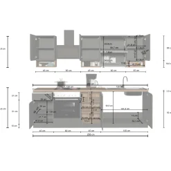Garnero Arredamenti Cucine Complete|Cucine Complete-Cucina 255cm componibile lineare moderna bianco grigio pietra Gourmet Pure Bianco Lucido - Grigio pietra
