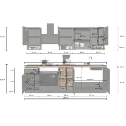 Garnero Arredamenti Cucine Complete|Cucine Complete-Cucina 255cm componibile lineare moderna antracite rovere Gourmet Pure Antracite - Rovere