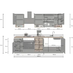 Garnero Arredamenti Cucine Complete|Cucine Complete-Cucina 255cm componibile lineare moderna antracite grigio pietra Gourmet Pure Antracite - Grigio pietra