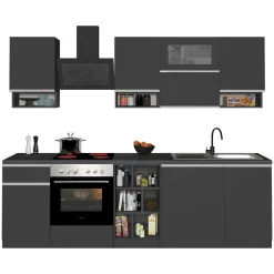 Garnero Arredamenti Cucine Complete|Cucine Complete-Cucina 255cm componibile lineare moderna antracite grigio pietra Gourmet Pure Antracite - Grigio pietra