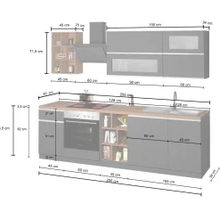 Garnero Arredamenti Cucine Complete|Cucine Complete-Cucina 255cm componibile lineare moderna bianco rovere Gourmet Prestige Bianco Lucido - Rovere