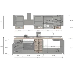 Garnero Arredamenti Cucine Complete|Cucine Complete-Cucina 255cm componibile lineare moderna bianco rovere Gourmet Pure Bianco Lucido - Rovere