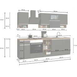 Garnero Arredamenti Cucine Complete|Cucine Complete-Cucina 255cm componibile lineare moderna bianco rovere Gourmet Pure Bianco Lucido - Rovere