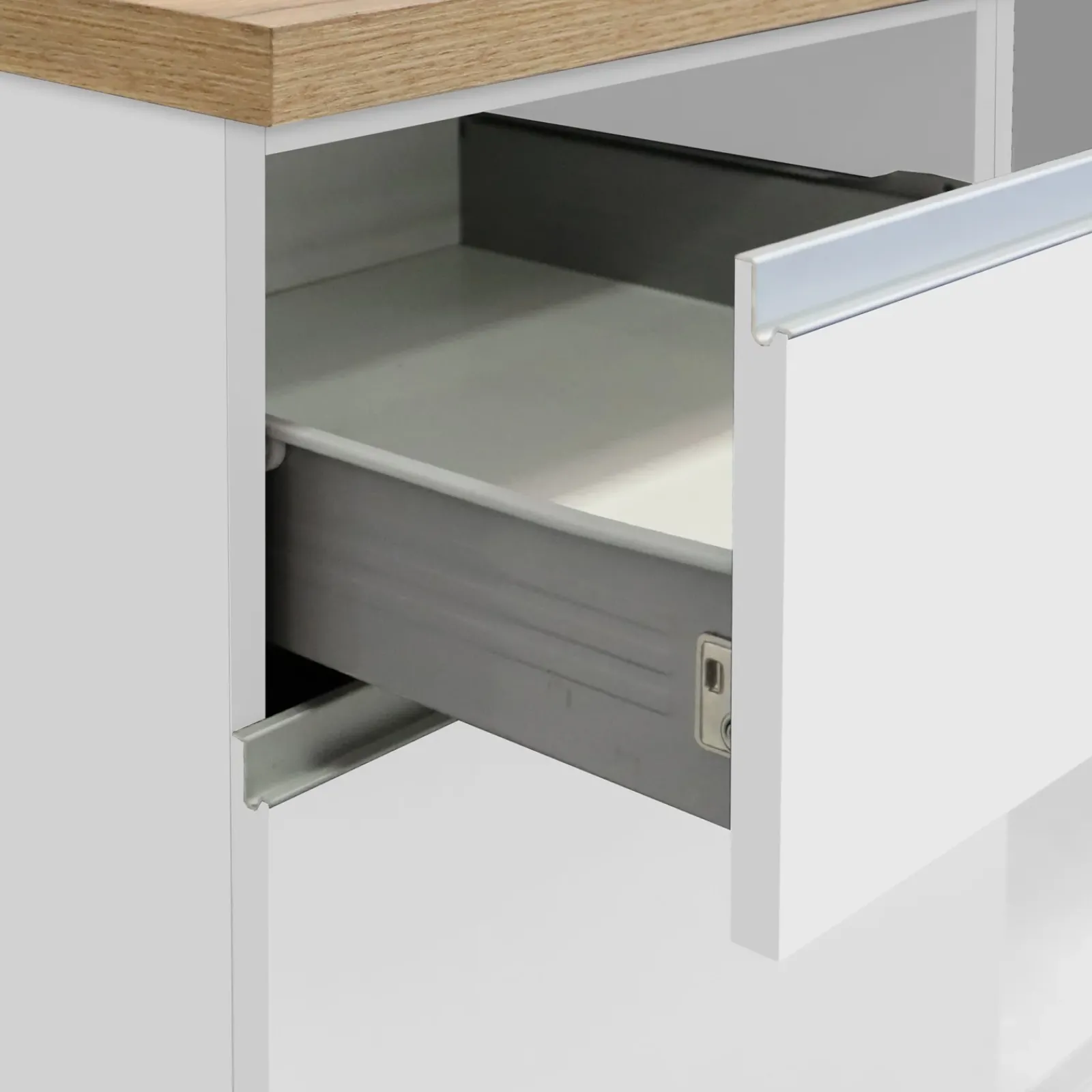 Garnero Arredamenti Cucine Complete|Cucine Complete-Cucina 255cm componibile lineare moderna bianco rovere Gourmet Pure Bianco Lucido - Rovere