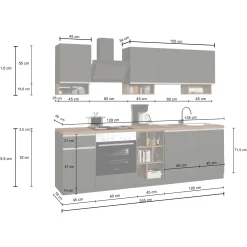 Garnero Arredamenti Cucine Complete|Cucine Complete-Cucina 255cm componibile lineare moderna antracite rovere Gourmet Elegance Antracite - Rovere
