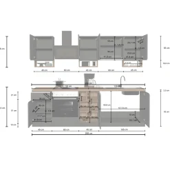 Garnero Arredamenti Cucine Complete|Cucine Complete-Cucina 255cm componibile lineare moderna bianco rovere Gourmet Elegance Bianco Lucido - Rovere