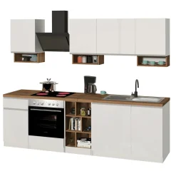 Garnero Arredamenti Cucine Complete|Cucine Complete-Cucina 255cm componibile lineare moderna bianco rovere Gourmet Elegance Bianco Lucido - Rovere