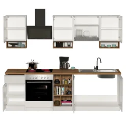 Garnero Arredamenti Cucine Complete|Cucine Complete-Cucina 255cm componibile lineare moderna bianco rovere Gourmet Elegance Bianco Lucido - Rovere