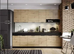 Garnero Arredamenti Cucine Complete|Cucine Complete-Cucina 260cm moderna componibile standard quercia nero Terry