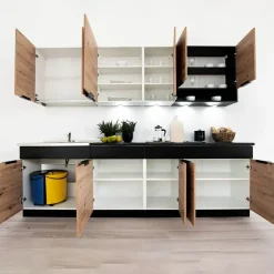 Garnero Arredamenti Cucine Complete|Cucine Complete-Cucina 260cm moderna componibile standard quercia nero Terry
