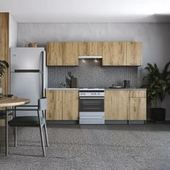 Garnero Arredamenti Cucine Complete|Cucine Complete-Cucina 240cm moderna componibile lineare quercia antracite Urban Quercia - Antracite