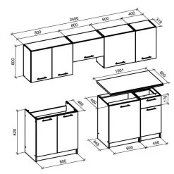 Garnero Arredamenti Cucine Complete|Cucine Complete-Cucina 240cm moderna componibile lineare quercia antracite Urban Quercia - Antracite