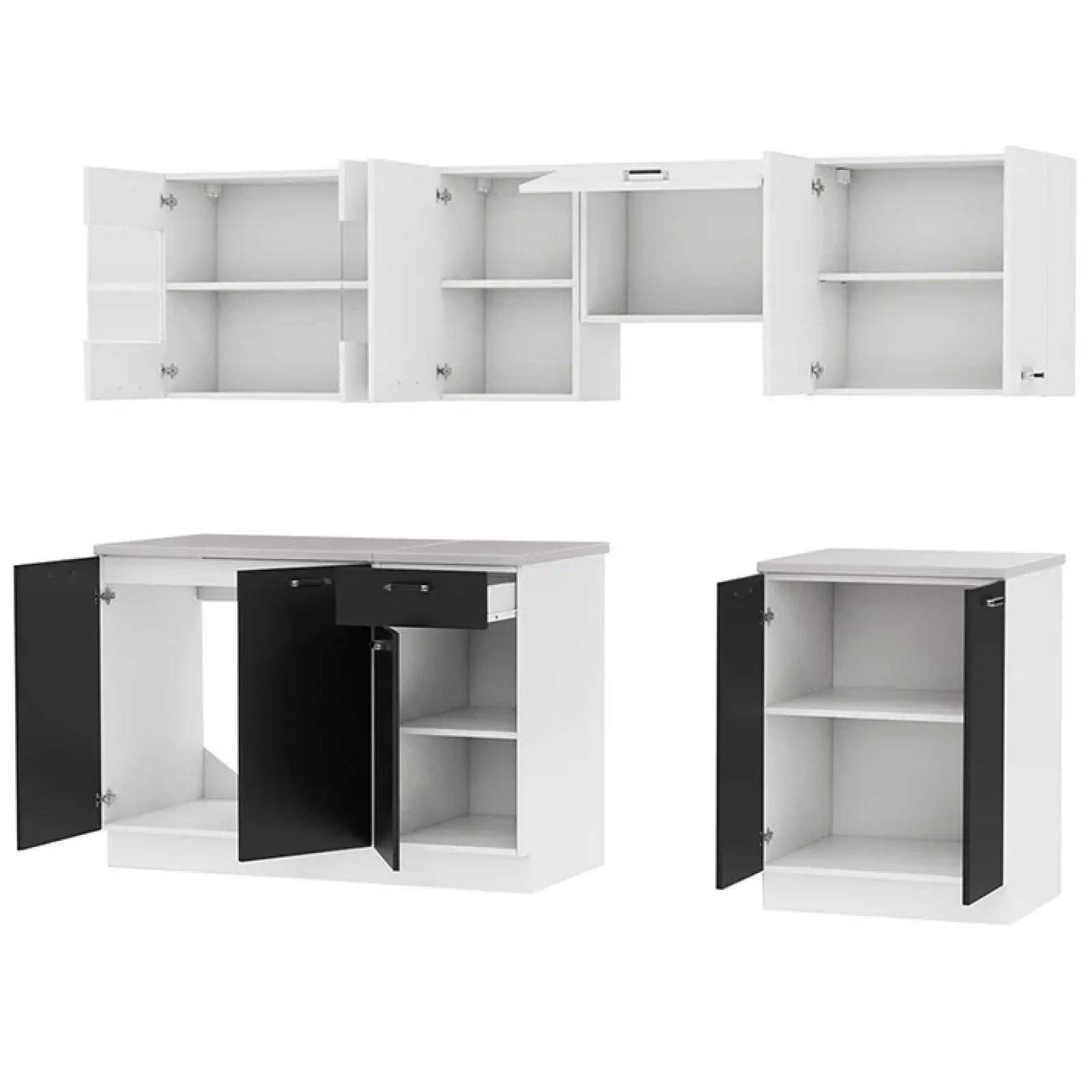 Garnero Arredamenti Cucine Complete|Cucine Complete-Cucina 240cm moderna componibile lineare bianco nero Wine