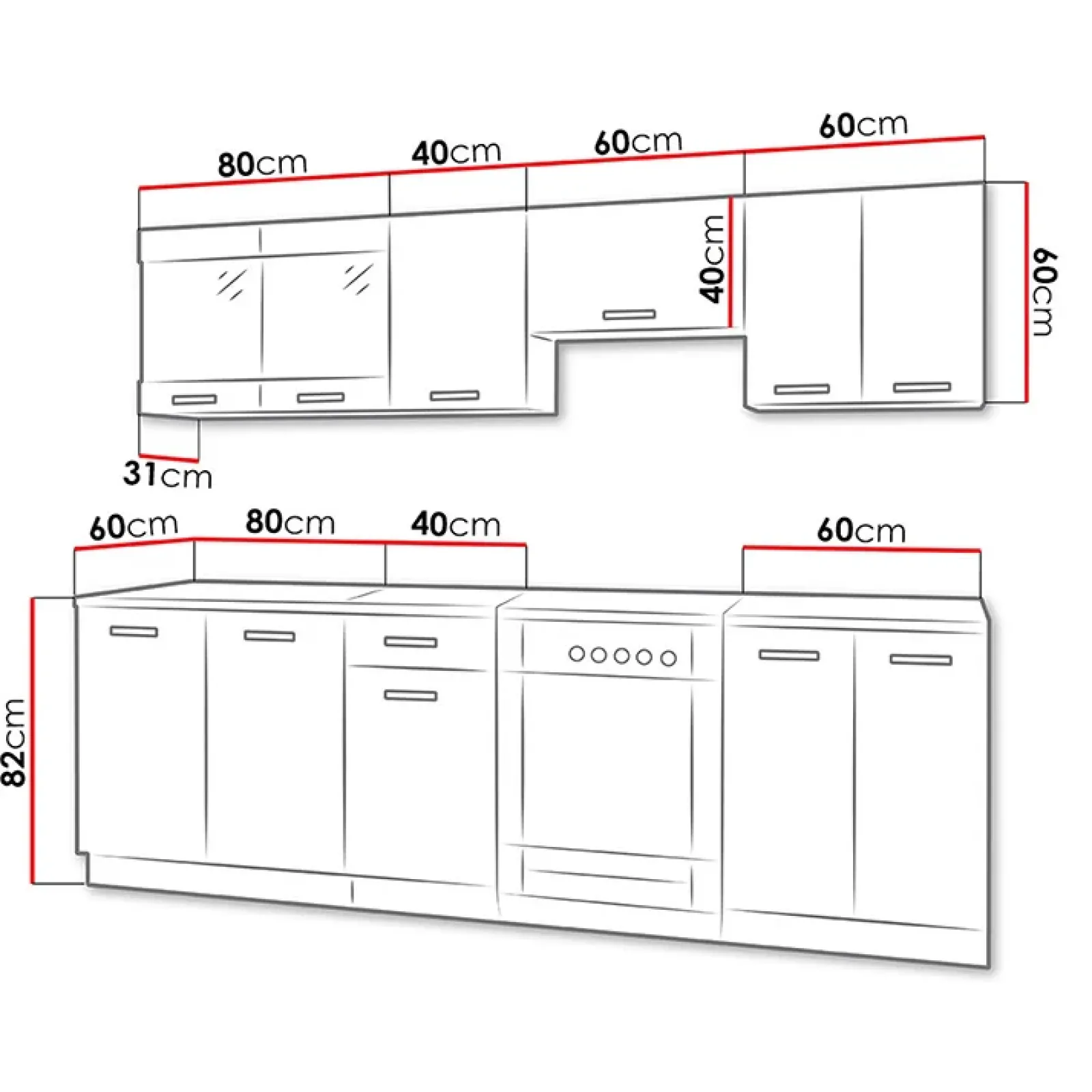 Garnero Arredamenti Cucine Complete|Cucine Complete-Cucina 240cm moderna componibile lineare bianco nero Wine