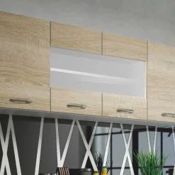 Garnero Arredamenti Cucine Complete|Cucine Complete-Cucina 260cm moderna lineare componibile rovere bianco vetro Cook Bianco Opaco - Rovere