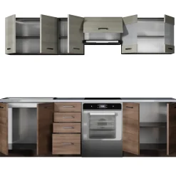 Garnero Arredamenti Cucine Complete|Cucine Complete-Cucina 260cm moderna lineare rovere scuro acacia Marika Wengè - Rovere