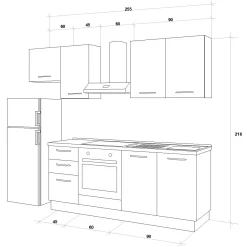 Garnero Arredamenti Cucine Complete|Cucine Complete-Cucina 255cm reversibile moderna lineare bianco frassinato grigio Cookery