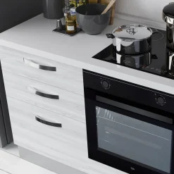 Garnero Arredamenti Cucine Complete|Cucine Complete-Cucina 240cm reversibile moderna lineare bianco frassinato grigio CookArt