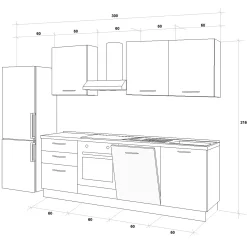 Garnero Arredamenti Cucine Complete|Cucine Complete-Cucina 240cm reversibile moderna lineare bianco frassinato grigio CookArt