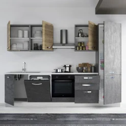 Garnero Arredamenti Cucine Complete|Cucine Complete-Cucina 285cm reversibile moderna lineare rovere antracite GourmetSpace