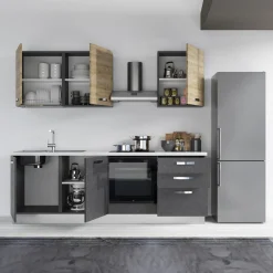 Garnero Arredamenti Cucine Complete|Cucine Complete-Cucina 240cm reversibile moderna lineare rovere antracite Culinary