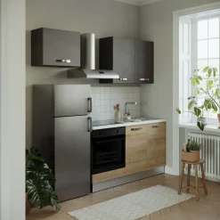 Garnero Arredamenti Cucine Complete|Cucine Complete-Cucina 210cm reversibile moderna lineare rovere antracite CookLux