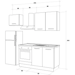 Garnero Arredamenti Cucine Complete|Cucine Complete-Cucina 210cm reversibile moderna lineare rovere antracite CookLux