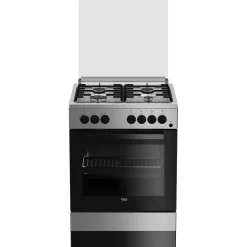 Garnero Arredamenti Elettrodomestici-Cucina combinata 4 fuochi con forno elettrico 60x85cm inox Beko Argento