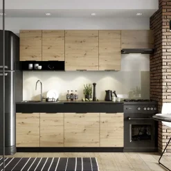 Garnero Arredamenti Cucine Complete|Cucine Complete-Cucina moderna componibile 240cm quercia nero Terry